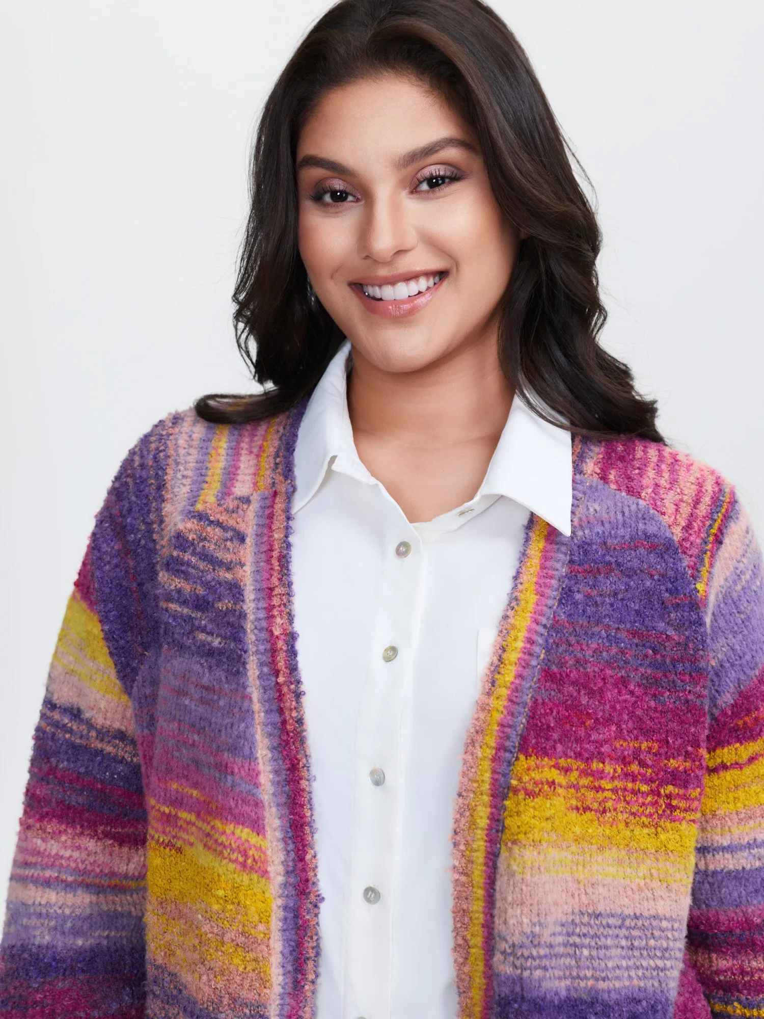 Color Gradient Textured Open-Front Knit Cardigan sold by Bloomchic product image thumbnail 2