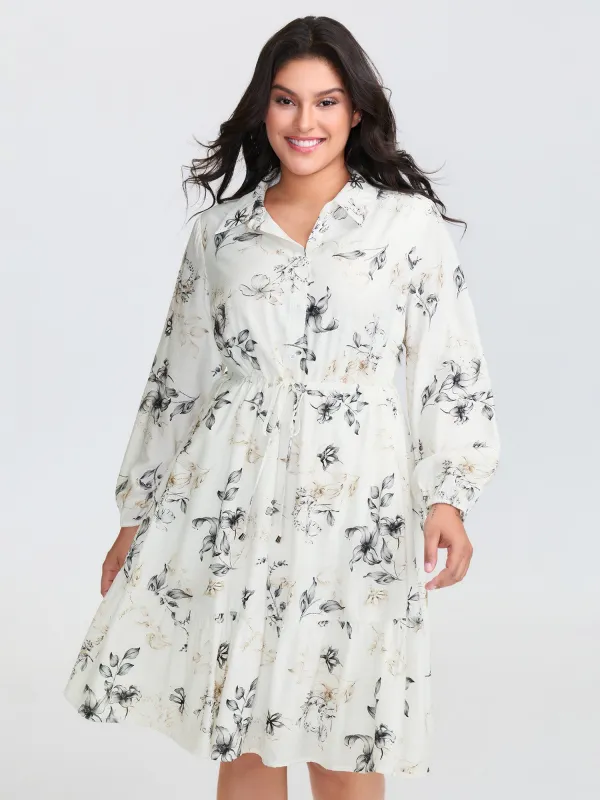 Floral Print Drawstring Waist Midi Dress sold by Bloomchic