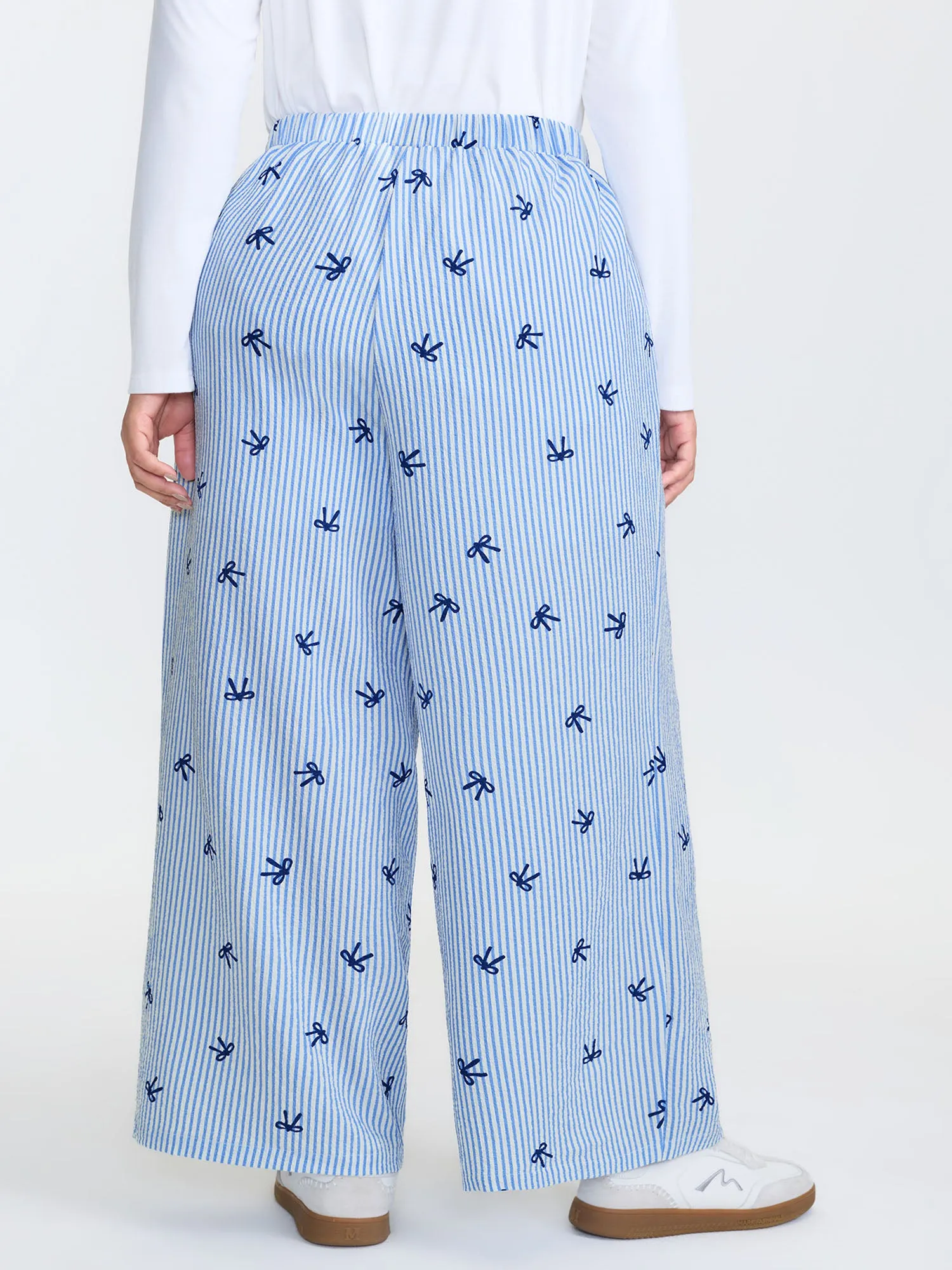 Stripe Bowknot Print Pockets Pants sold by Bloomchic product image thumbnail 5