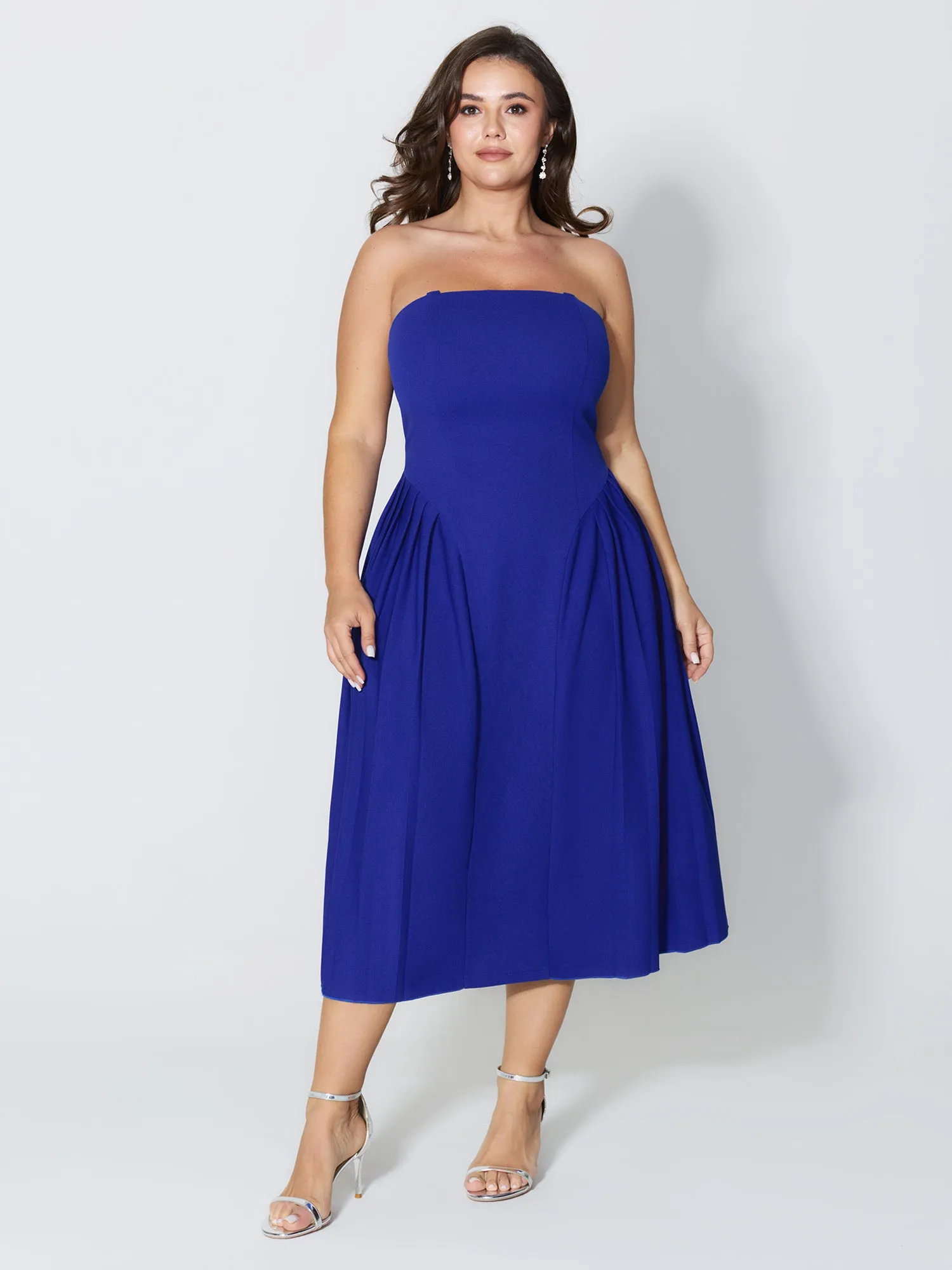 Detachable Shoulder Straps Pleated Midi Dress sold by Bloomchic product image thumbnail 2