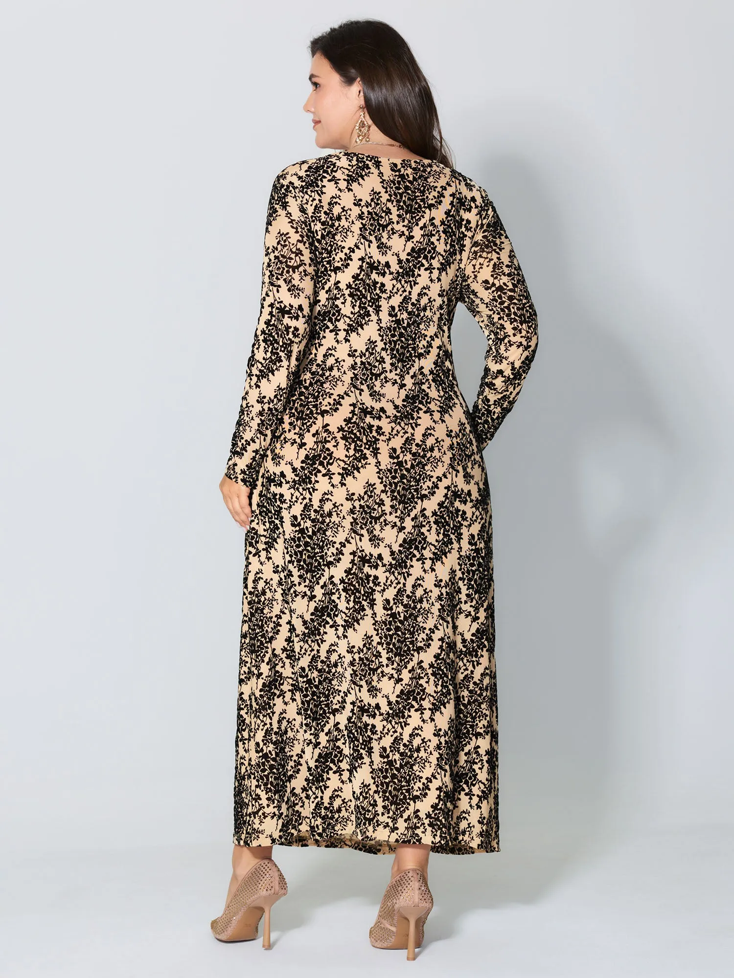 Floral Print Belted Waist-Defining Maxi Dress sold by Bloomchic product image thumbnail 4