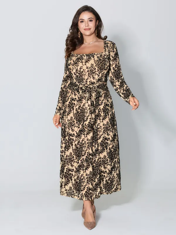 Floral Print Belted Waist-Defining Maxi Dress sold by Bloomchic