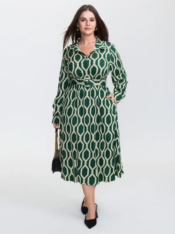 Geometric Print Rayon Belted Maxi Dress sold by Bloomchic