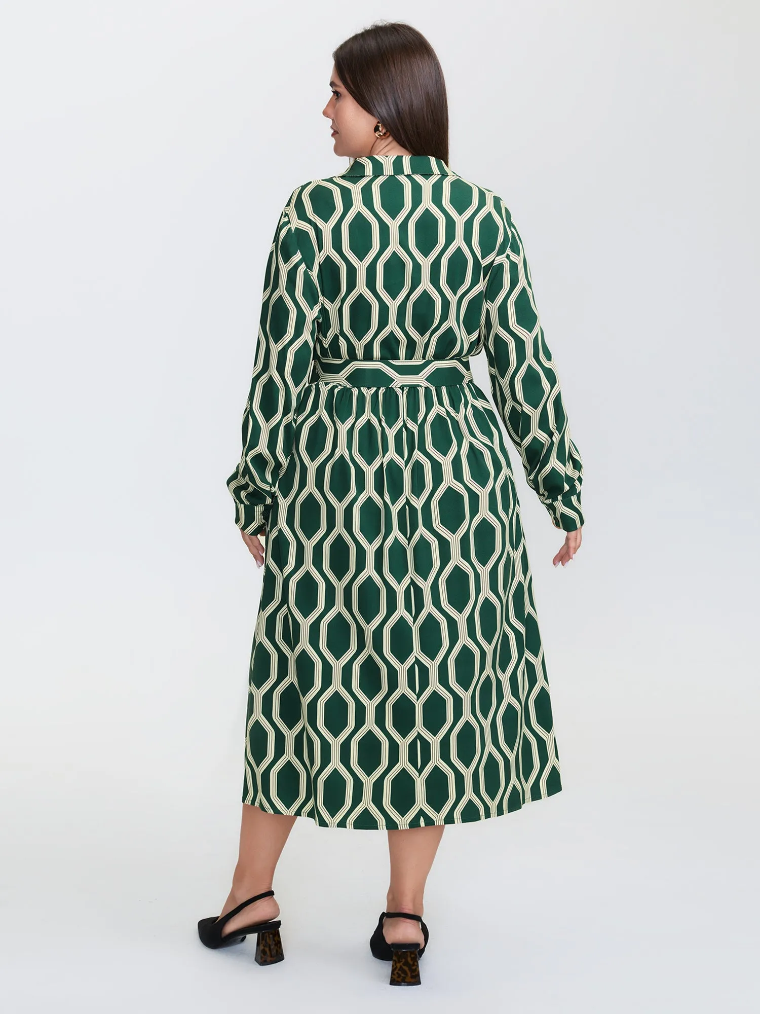 Geometric Print Rayon Belted Maxi Dress sold by Bloomchic product image thumbnail 4