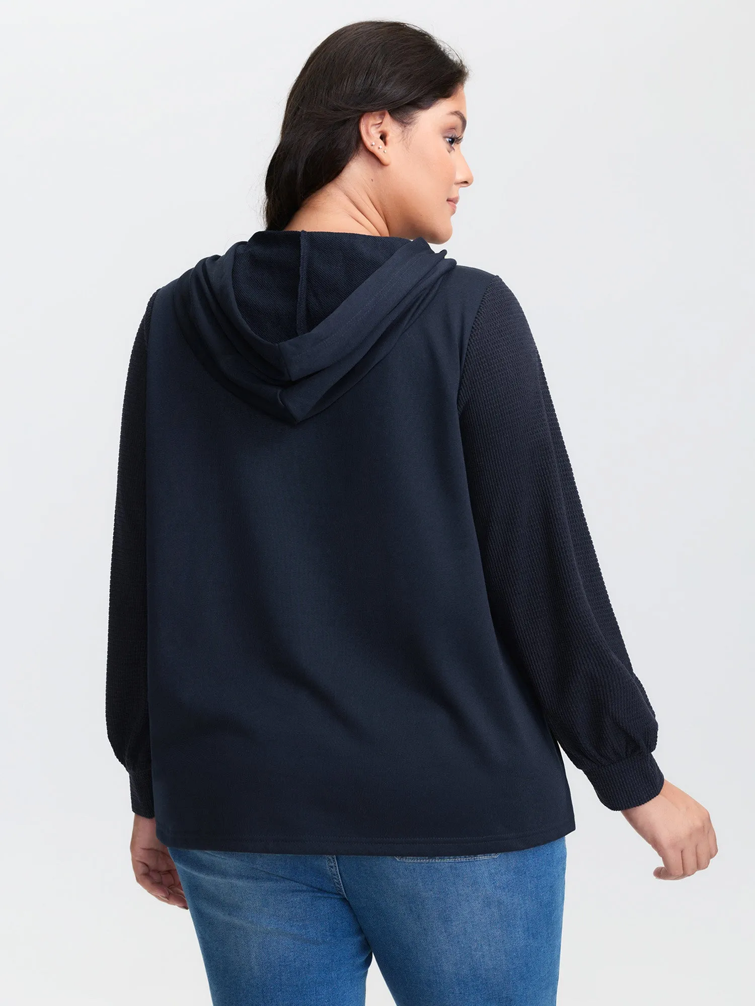 Floral Textured Spliced Hoodie sold by Bloomchic product image thumbnail 4