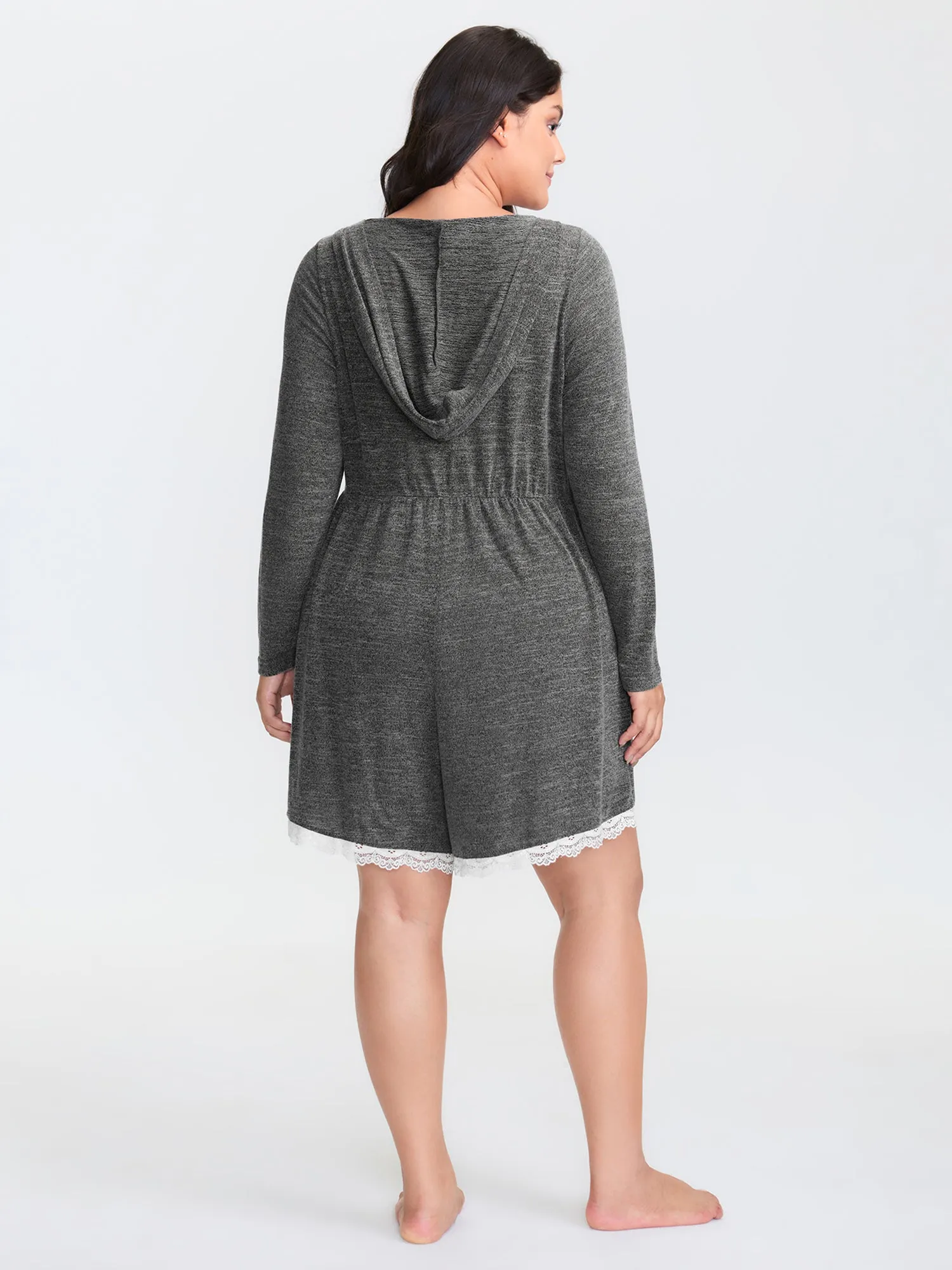 Stretchy Color Contrast Lace Trim Sleep Romper sold by Bloomchic product image thumbnail 4