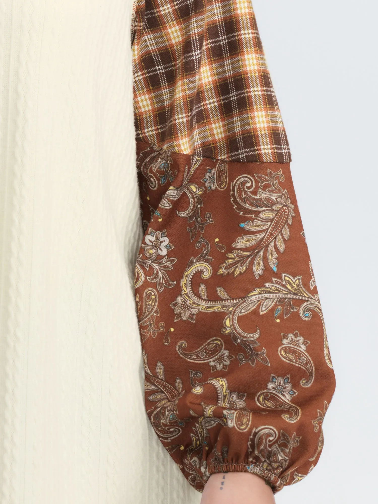 Plaid Paisley Print Textured Sweatshirt sold by Bloomchic product image thumbnail 2