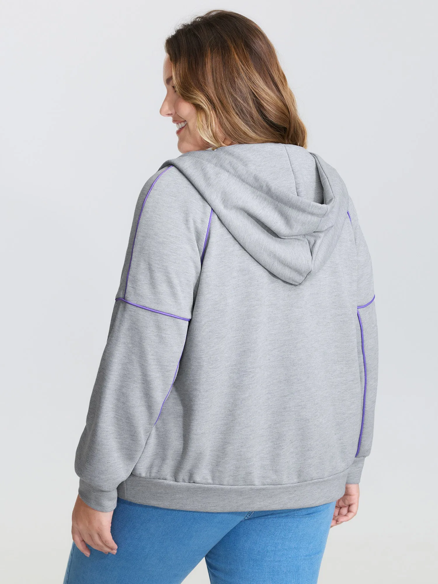 Color Contrast Drop Shoulder Hooded Jacket sold by Bloomchic product image thumbnail 4