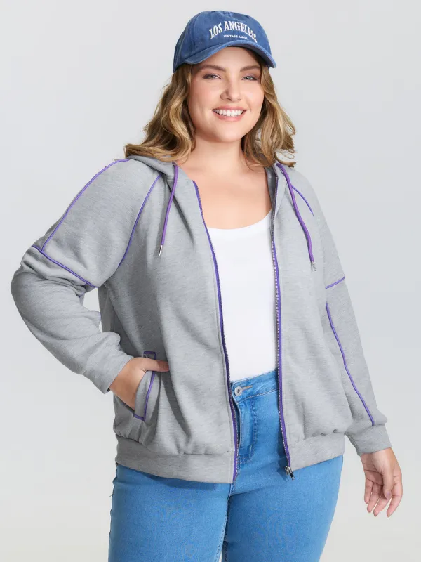 Color Contrast Drop Shoulder Hooded Jacket sold by Bloomchic