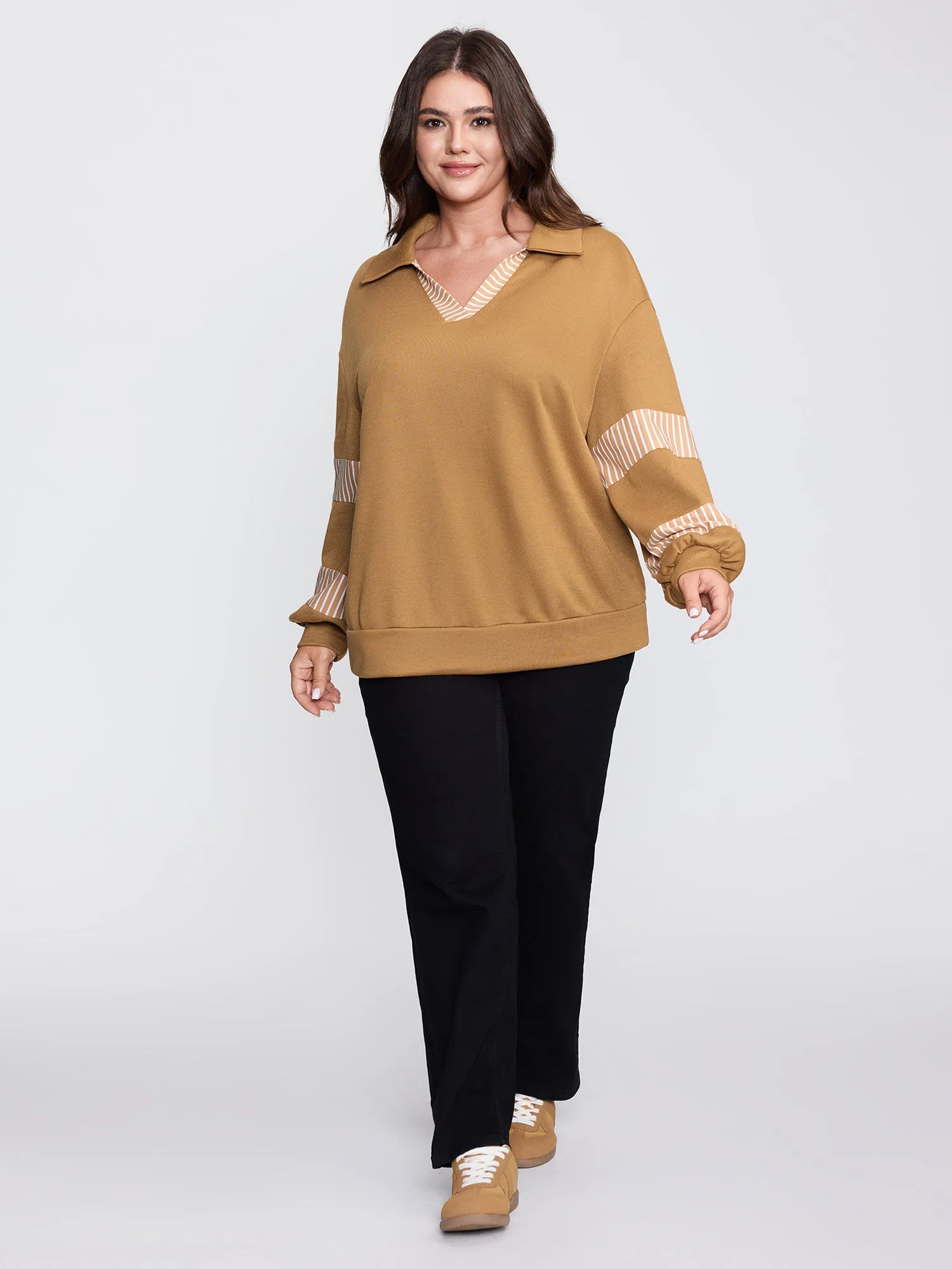 Color Stripe Collar Sweatshirt sold by Bloomchic product image thumbnail 3