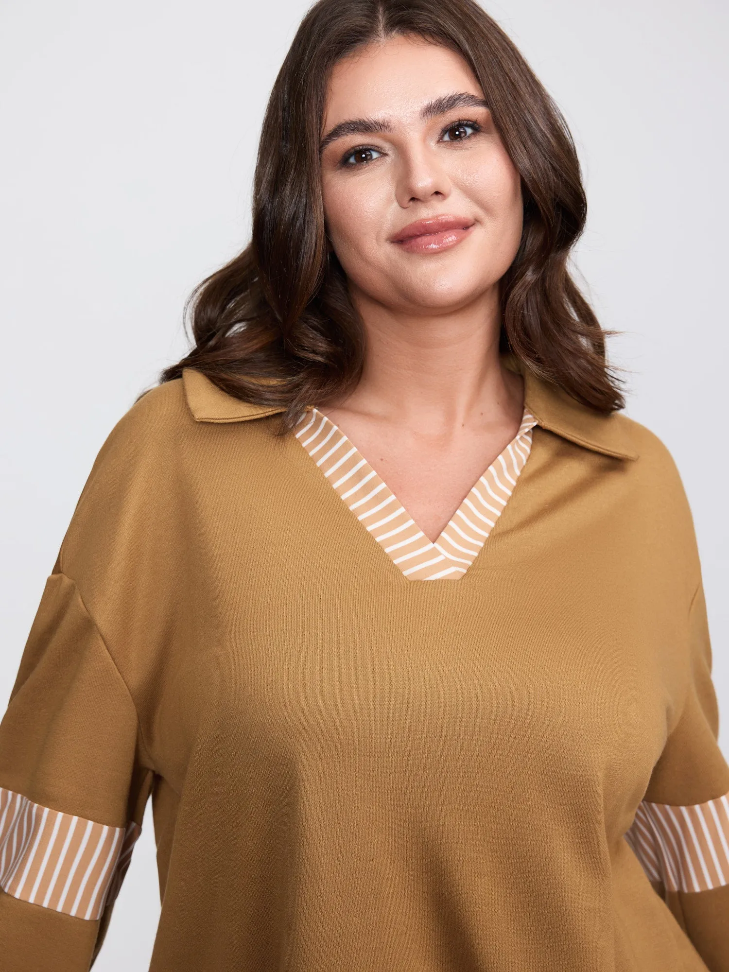 Color Stripe Collar Sweatshirt sold by Bloomchic product image thumbnail 2