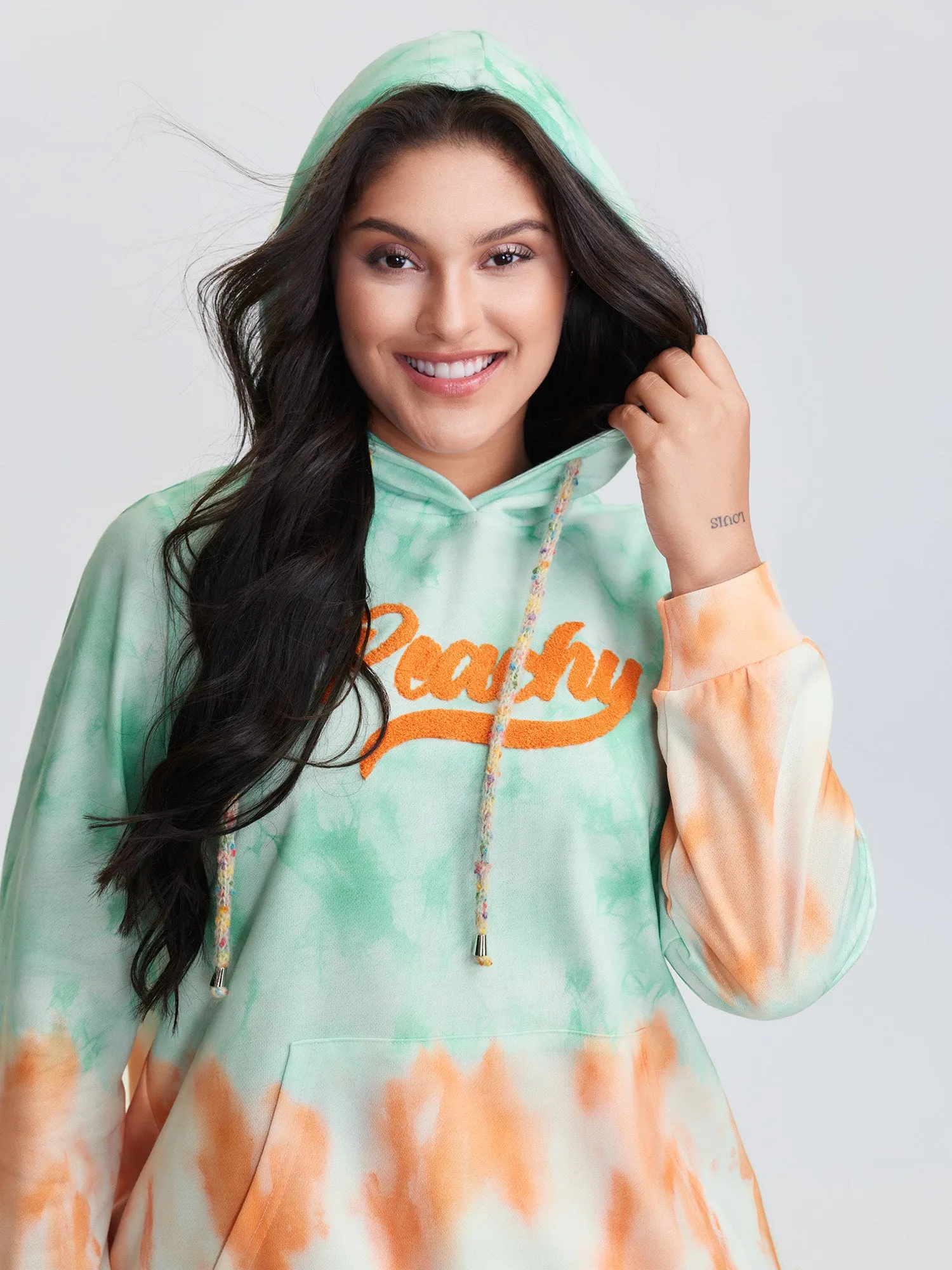 Tie-Dye Peachy Motif Hoodie sold by Bloomchic product image thumbnail 2