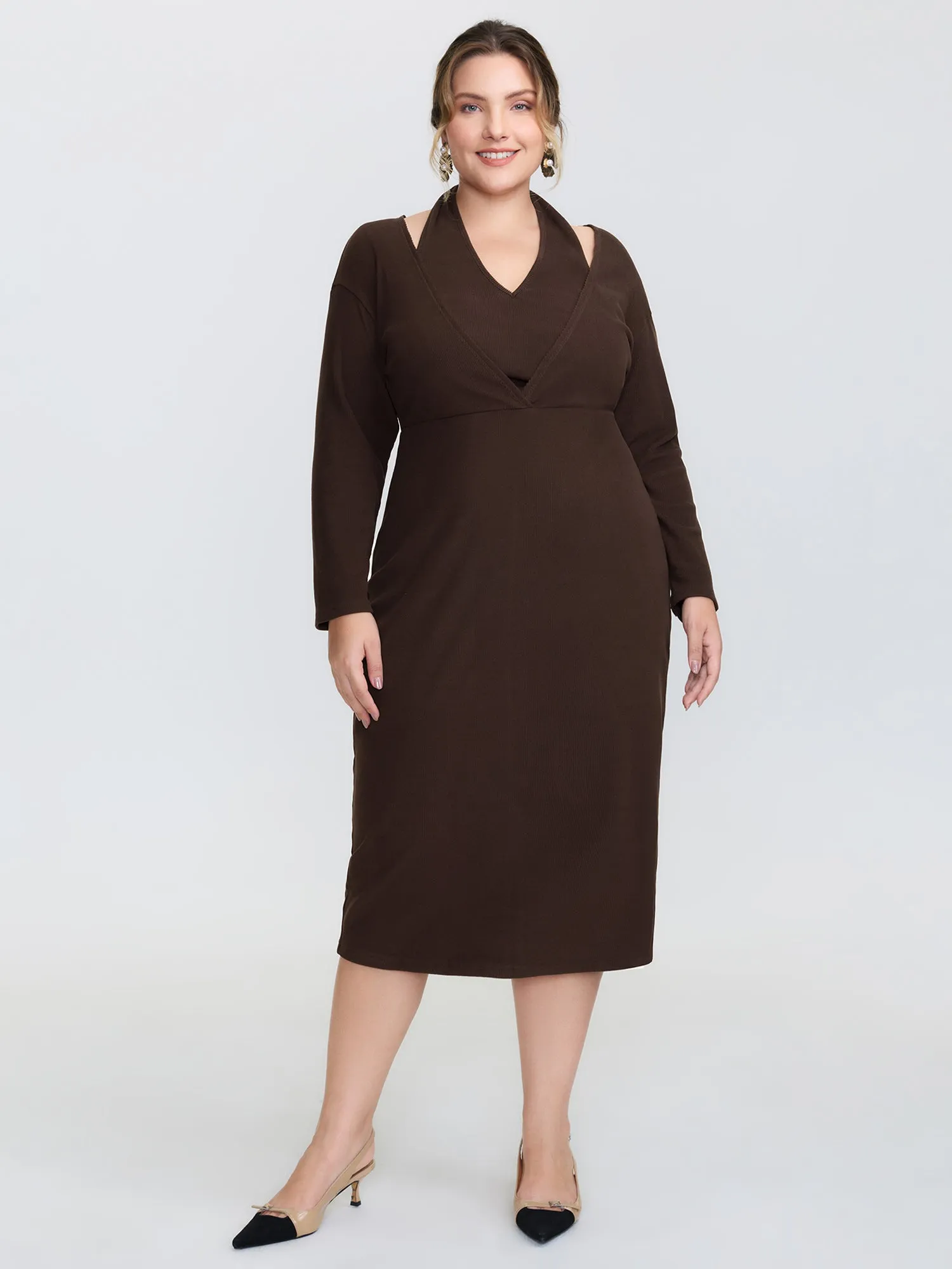 2-in-1 Cozy Figure-Hugging Midi Dress sold by Bloomchic product image thumbnail 3
