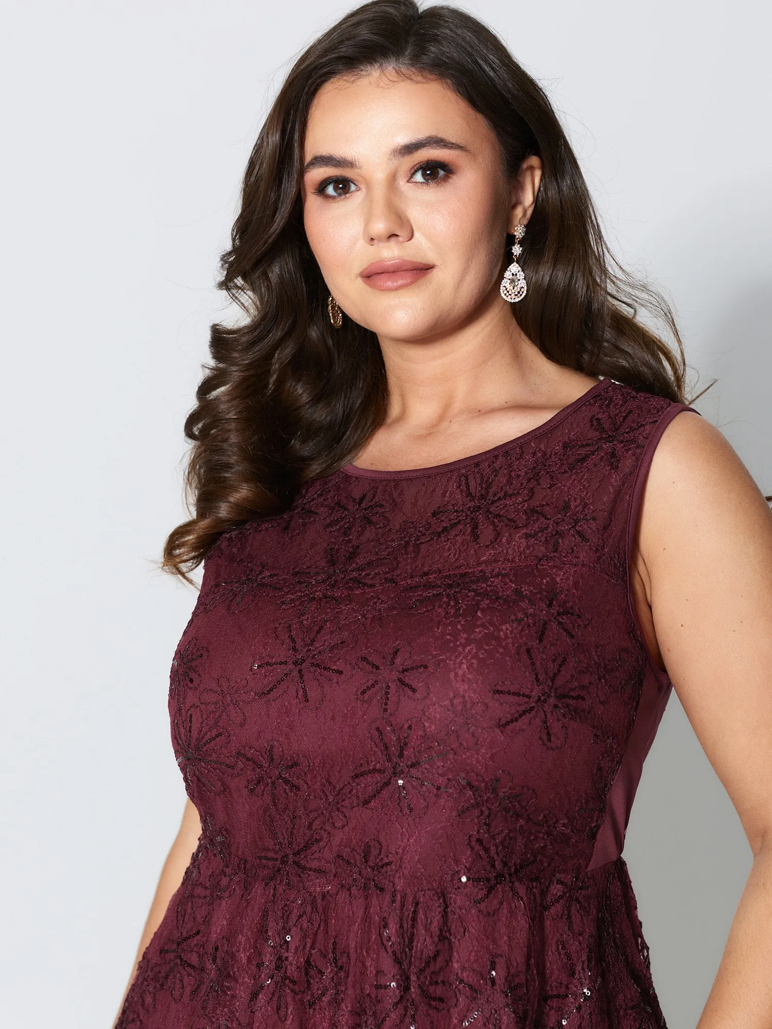 Sequin Floral Mesh Pockets Midi Dress sold by Bloomchic product image thumbnail 3