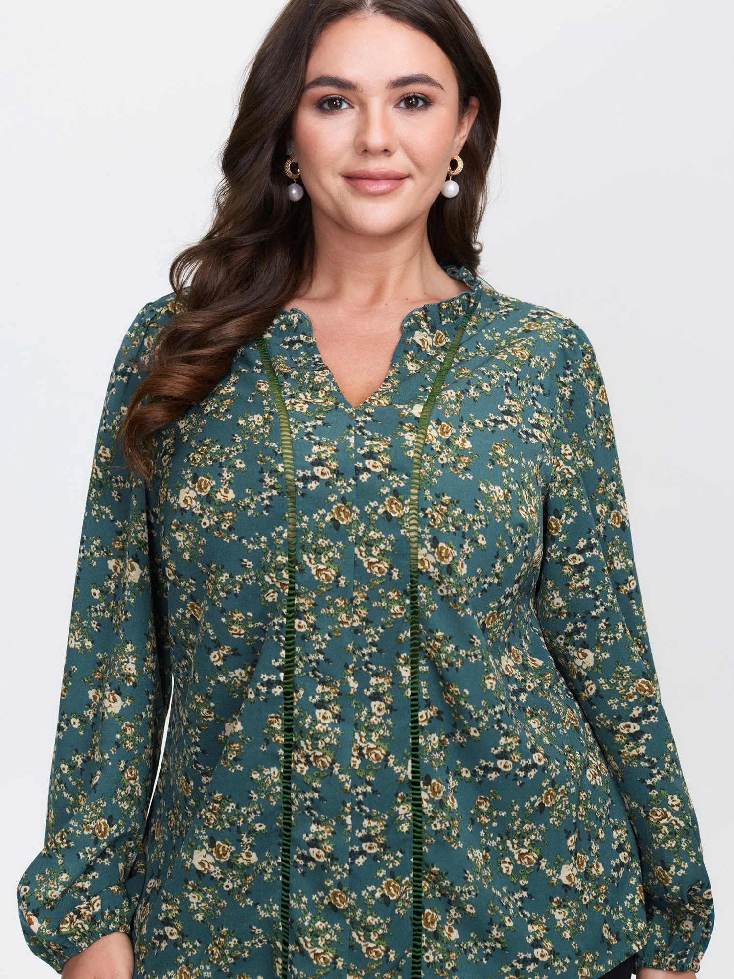 Floral Print Lace Trim Blouse sold by Bloomchic product image thumbnail 2