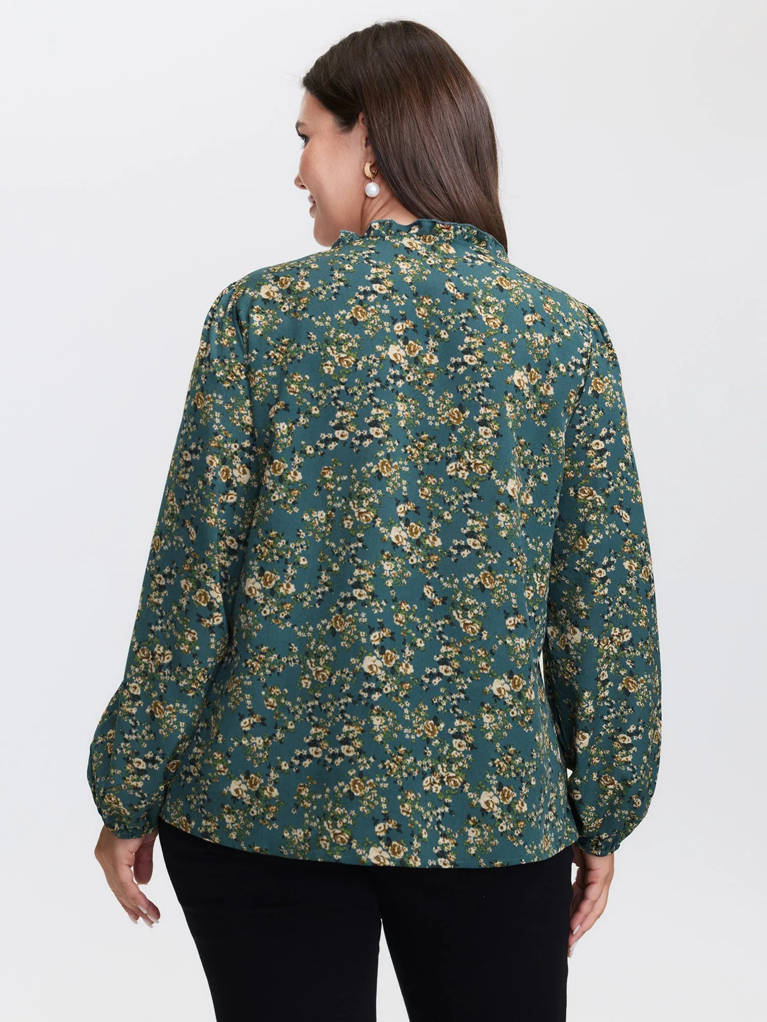 Floral Print Lace Trim Blouse sold by Bloomchic product image thumbnail 4