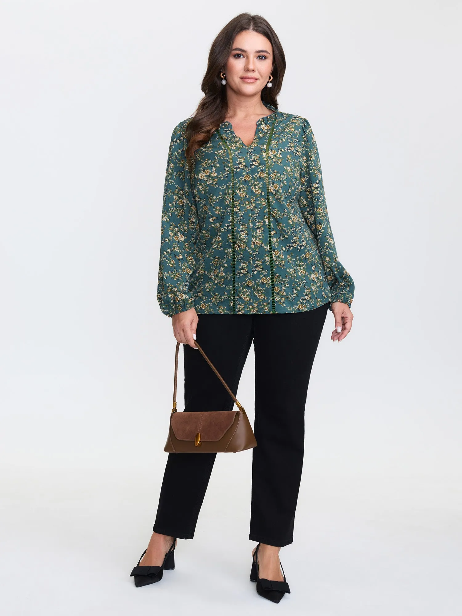 Floral Print Lace Trim Blouse sold by Bloomchic product image thumbnail 3