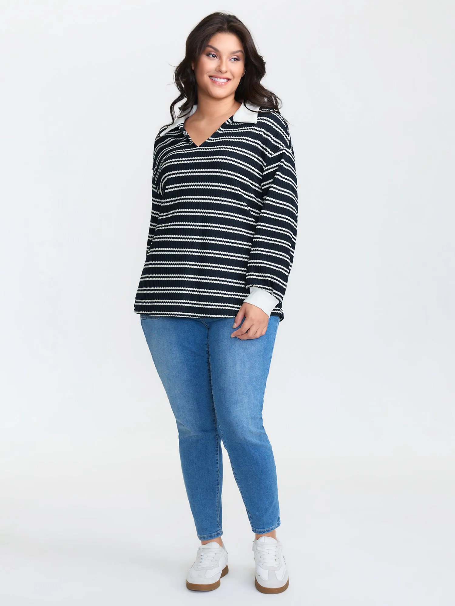 Stripe Print Layered T-Shirt sold by Bloomchic product image thumbnail 3