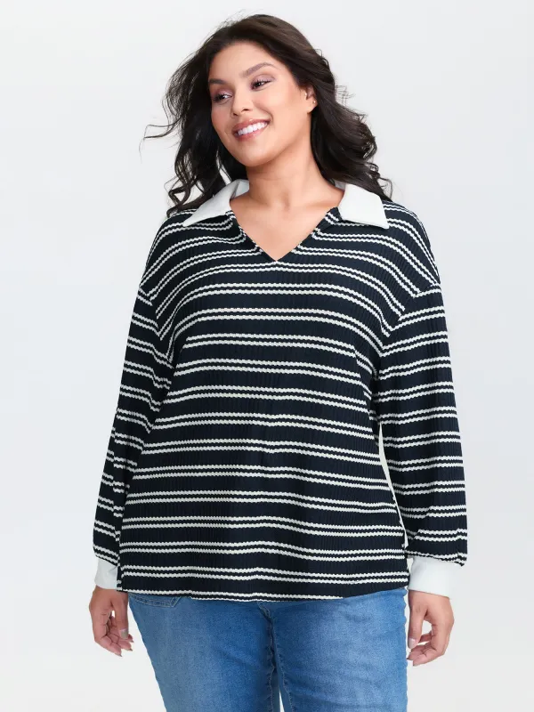 Stripe Print Layered T-Shirt made by Bloomchic