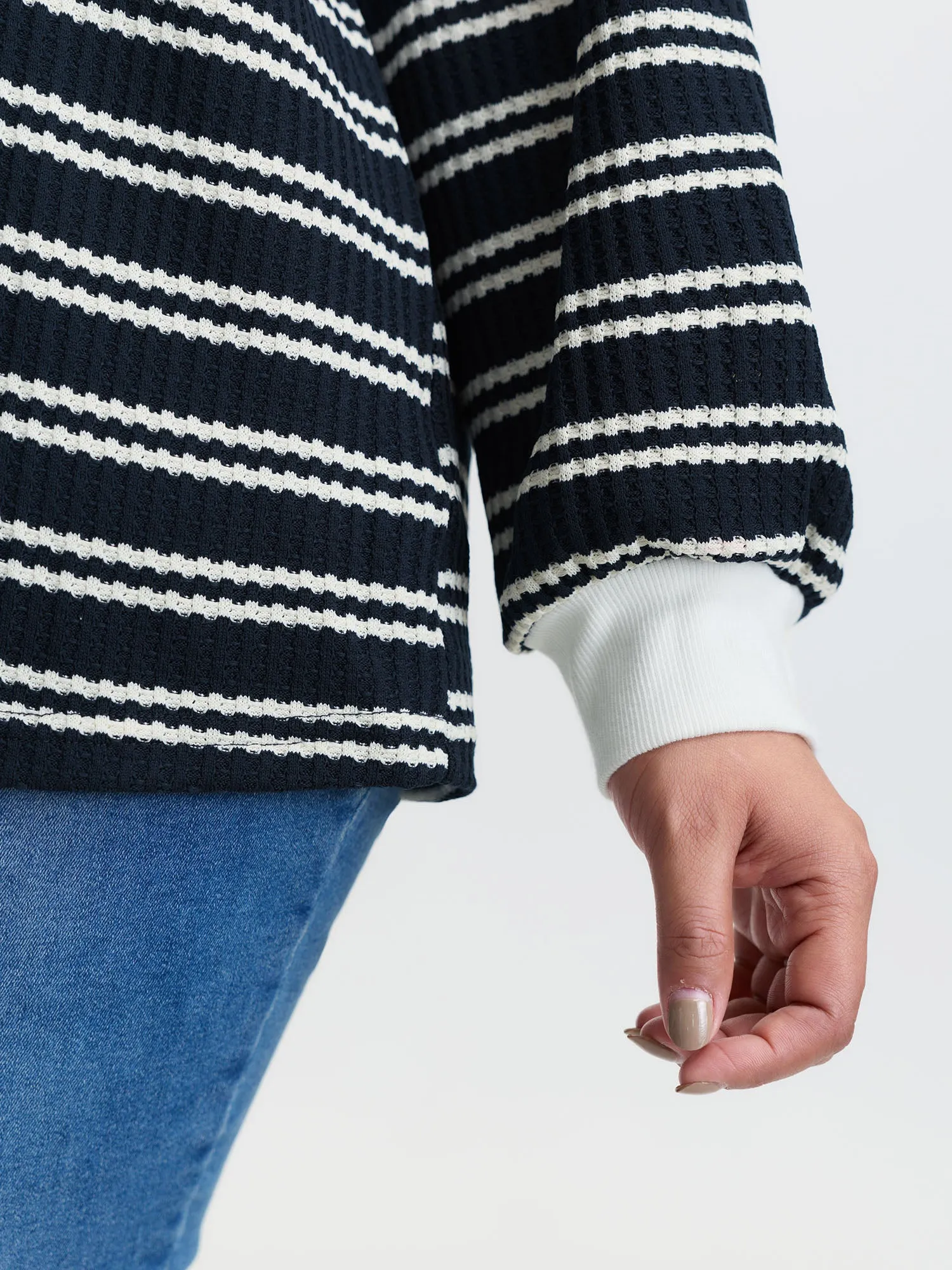 Stripe Print Layered T-Shirt sold by Bloomchic product image thumbnail 4