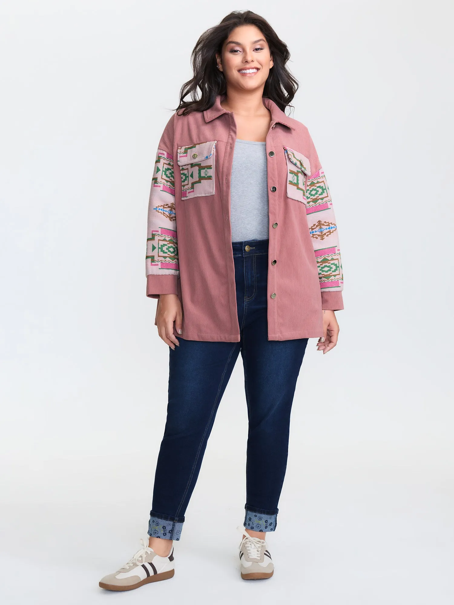 Abstract Print Color Contrast Button-Down Shirt sold by Bloomchic product image thumbnail 2