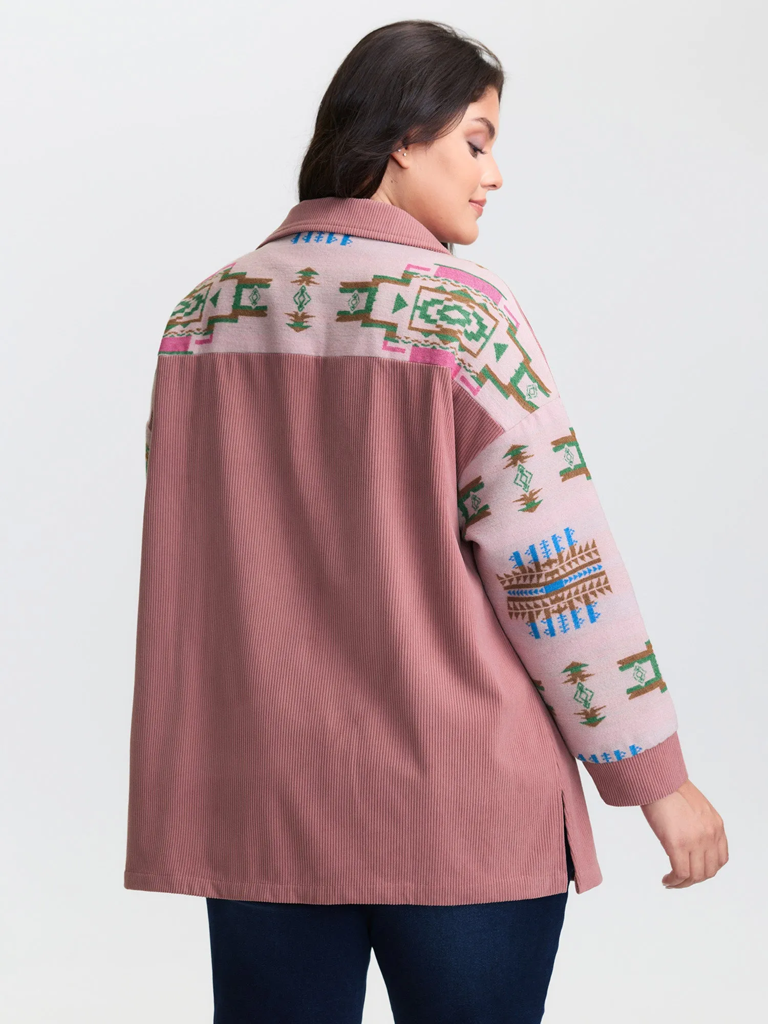 Abstract Print Color Contrast Button-Down Shirt sold by Bloomchic product image thumbnail 4