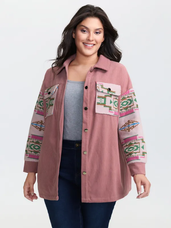 Abstract Print Color Contrast Button-Down Shirt sold by Bloomchic