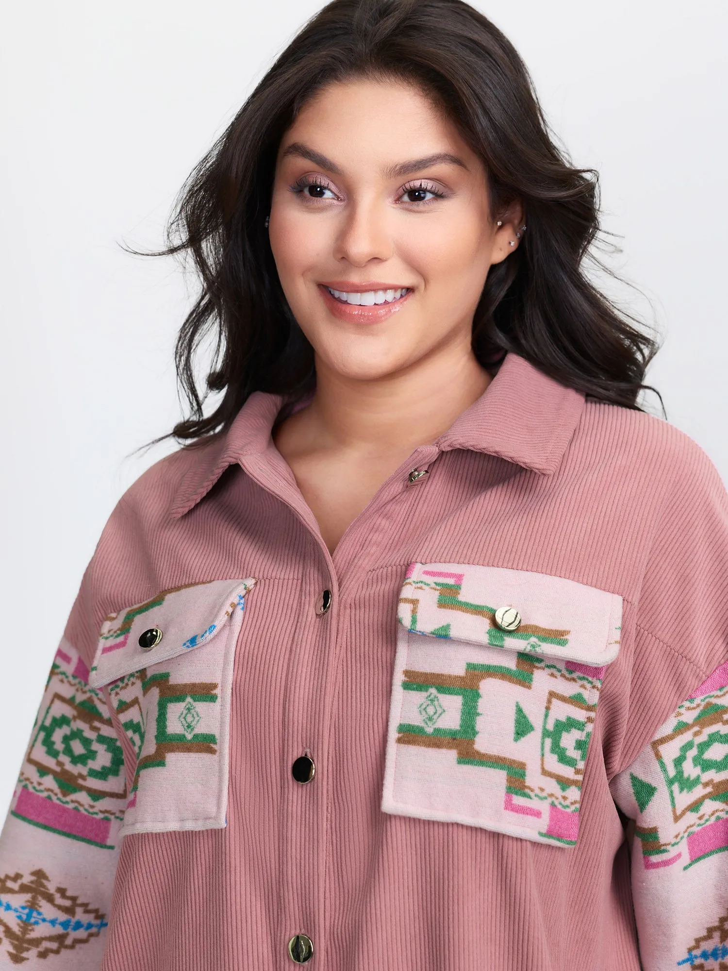 Abstract Print Color Contrast Button-Down Shirt sold by Bloomchic product image thumbnail 3