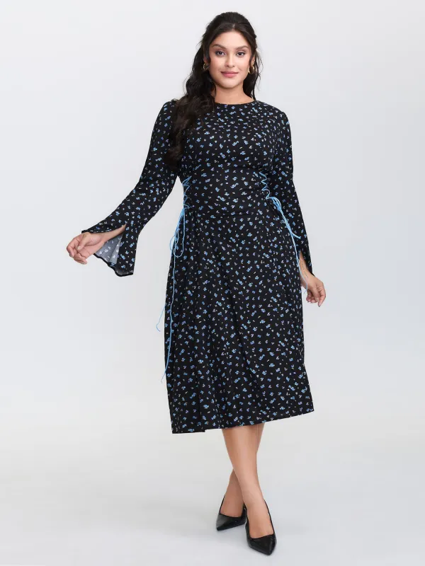 Floral Stretchy Rayon Slit Sleeve Midi Dress sold by Bloomchic