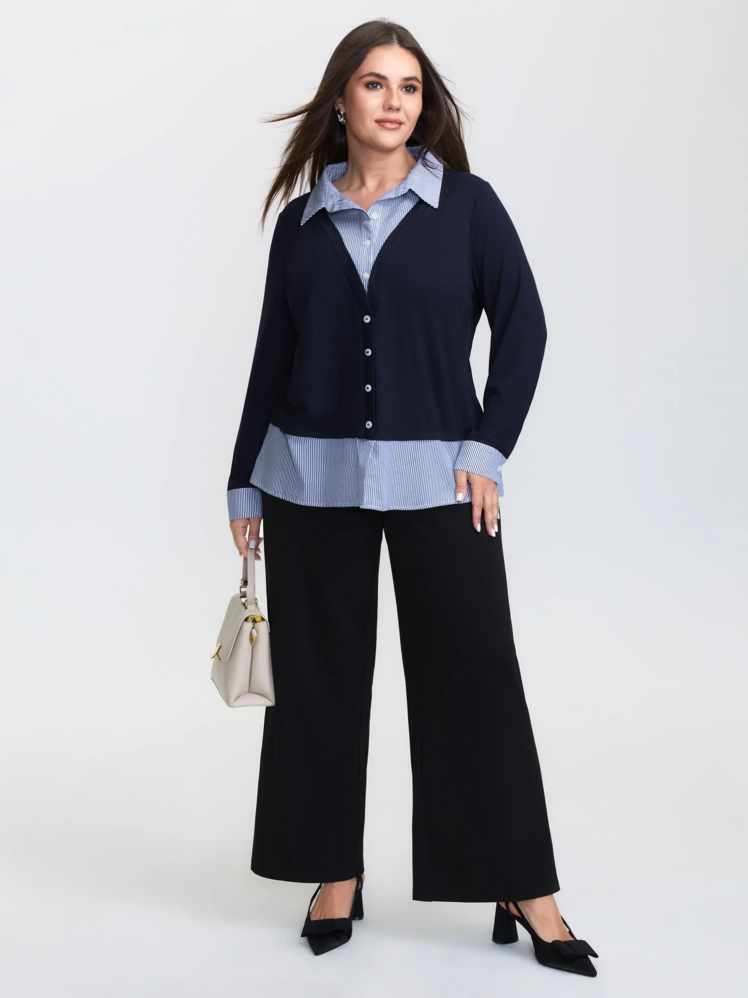 2-in-1 Color Contrast Woven T-Shirt sold by Bloomchic product image thumbnail 2