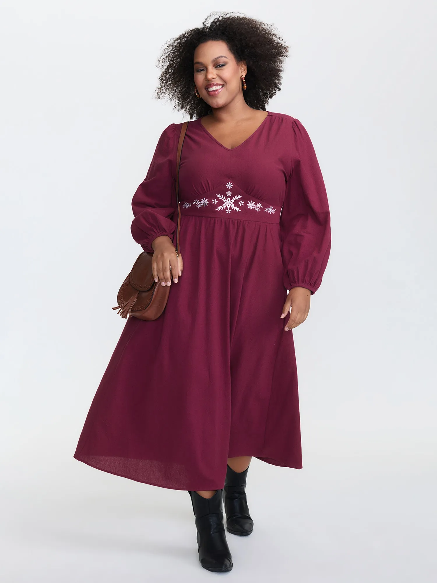 Embroidered Waistline Pockets Flowy Maxi Dress sold by Bloomchic product image thumbnail 3