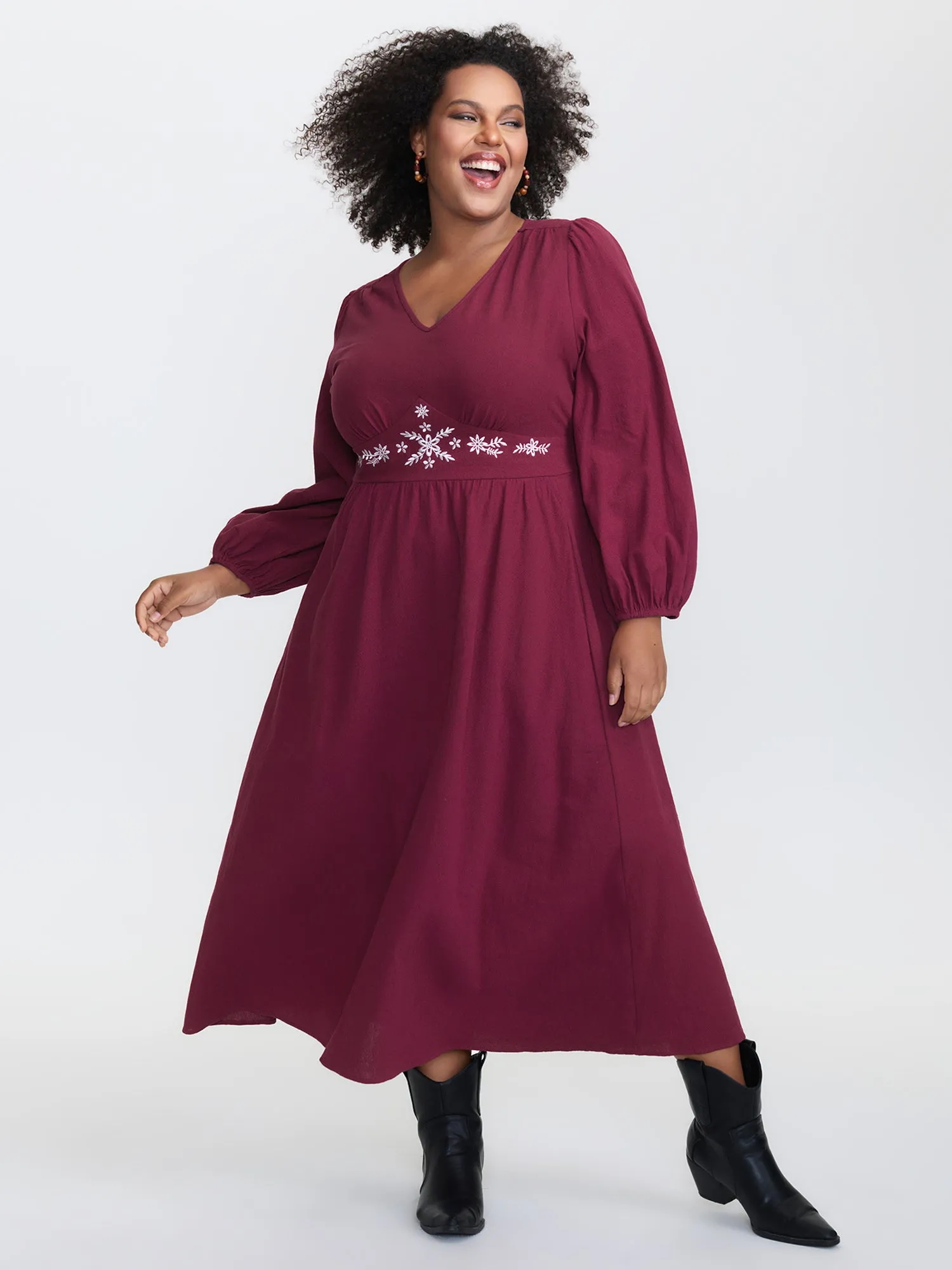 Embroidered Waistline Pockets Flowy Maxi Dress sold by Bloomchic