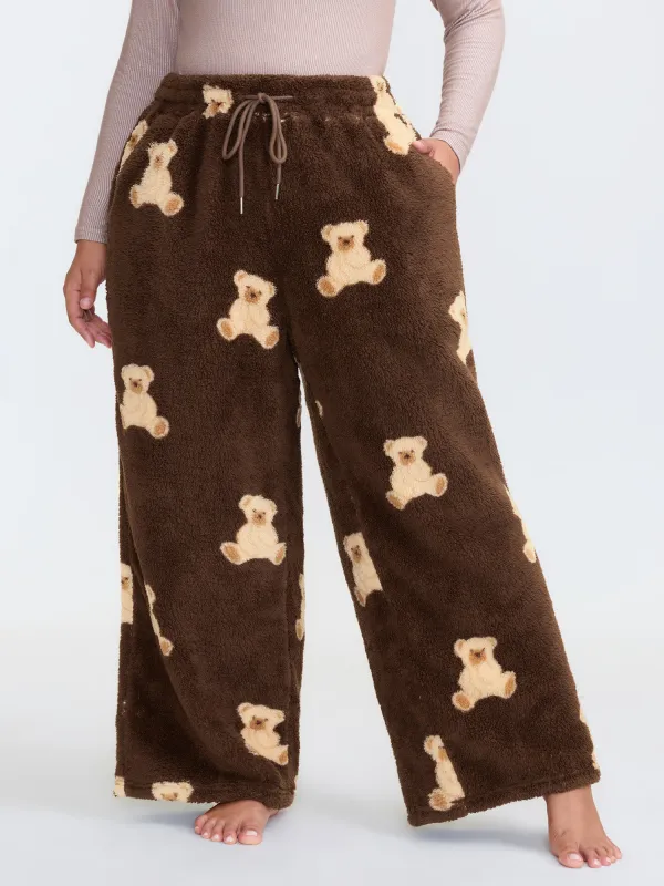 Plush Teddy Pattern Pockets Lounge Bottoms sold by Bloomchic