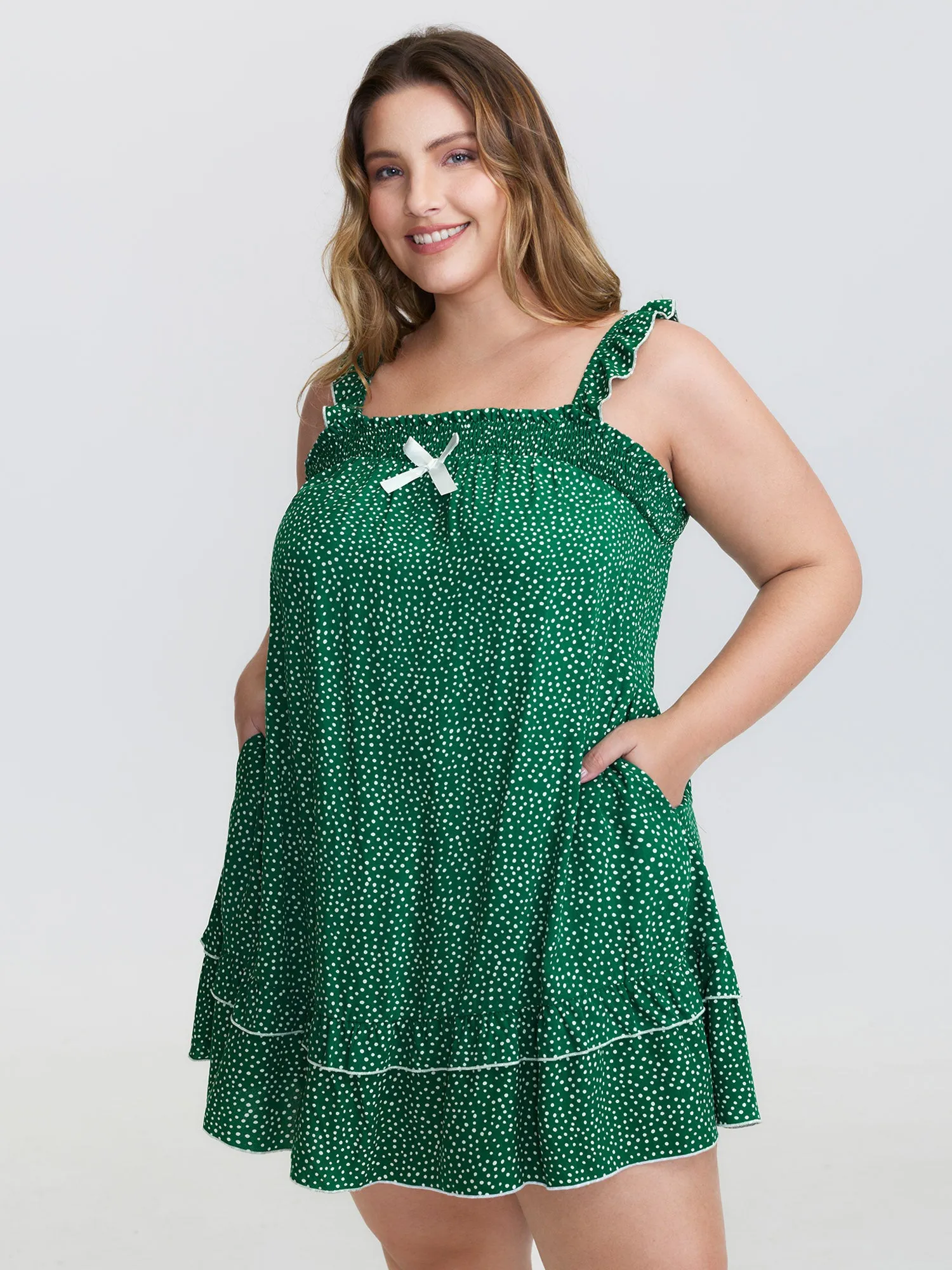 Floral Print Ruffled Straps Lounge Mini Nightgown sold by Bloomchic product image thumbnail 2