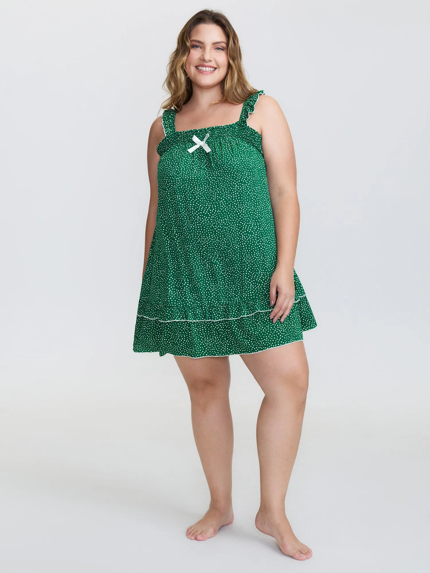 Floral Print Ruffled Straps Lounge Mini Nightgown sold by Bloomchic