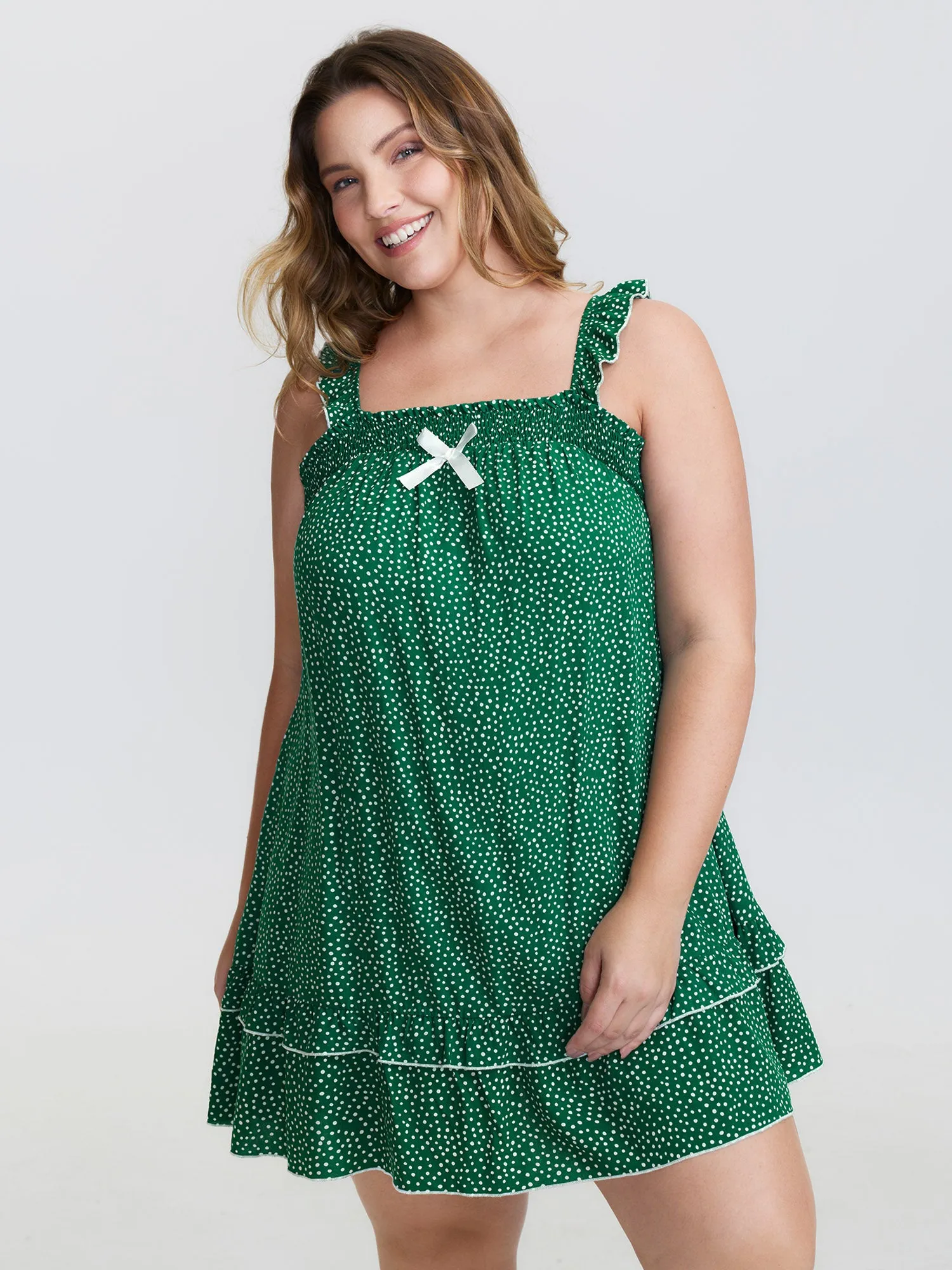 Floral Print Ruffled Straps Lounge Mini Nightgown sold by Bloomchic product image thumbnail 3