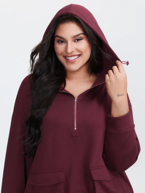 Supersoft Half Zipper High-Neck Hoodie sold by Bloomchic