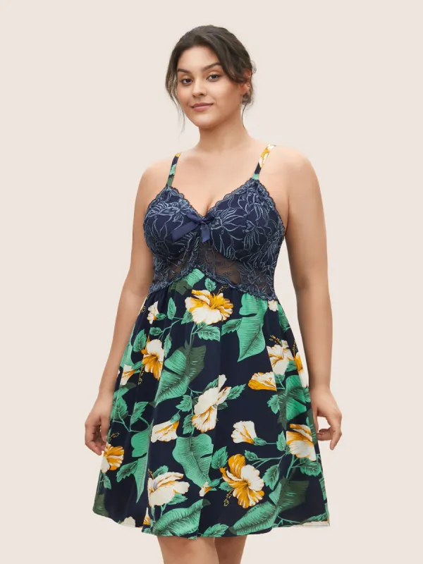 Natural Flowers See Through Bowknot Sleep Dress sold by Bloomchic