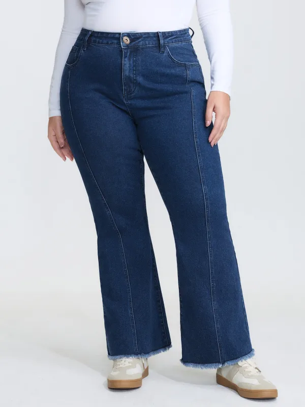 Mid Rise Patchwork Panel Flared Jeans sold by Bloomchic