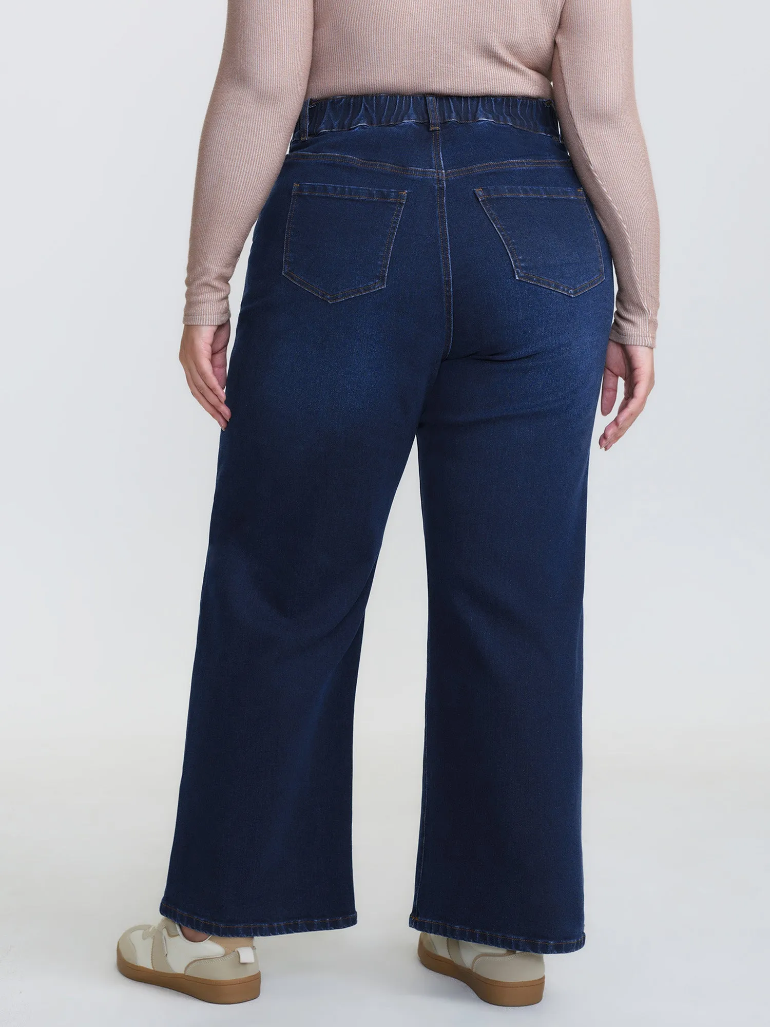 Mid-Rise Elastic Waistband Wide-Leg Jeans sold by Bloomchic product image thumbnail 5