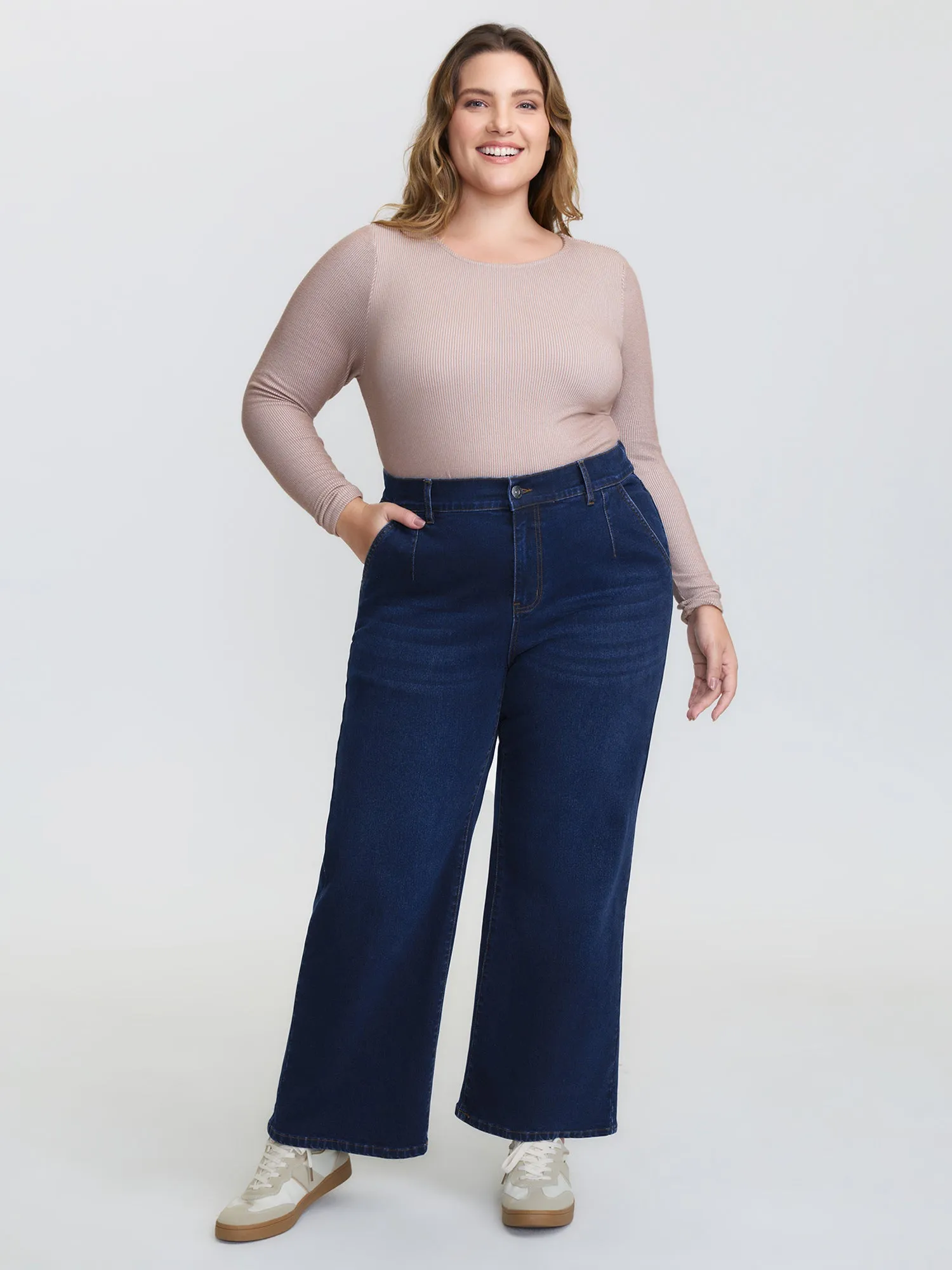 Mid-Rise Elastic Waistband Wide-Leg Jeans sold by Bloomchic product image thumbnail 2