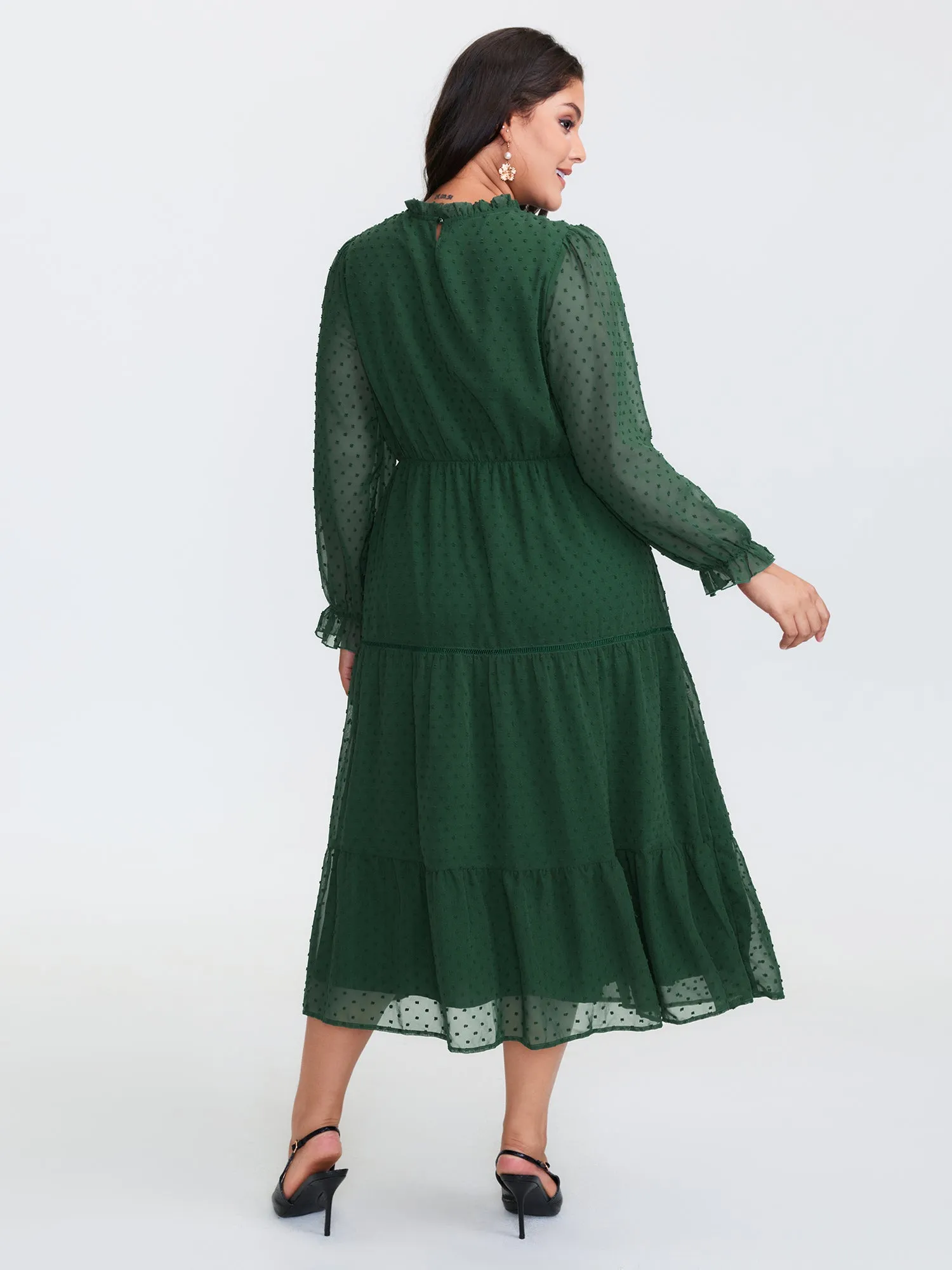 Textured Tiered Ruffled Neckline Midi Dress sold by Bloomchic product image thumbnail 4
