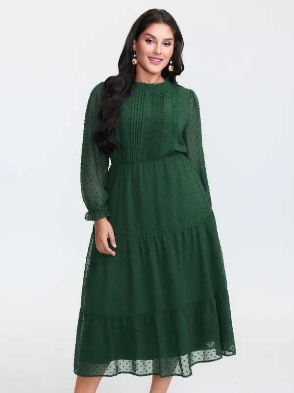 Textured Tiered Ruffled Neckline Midi Dress sold by Bloomchic