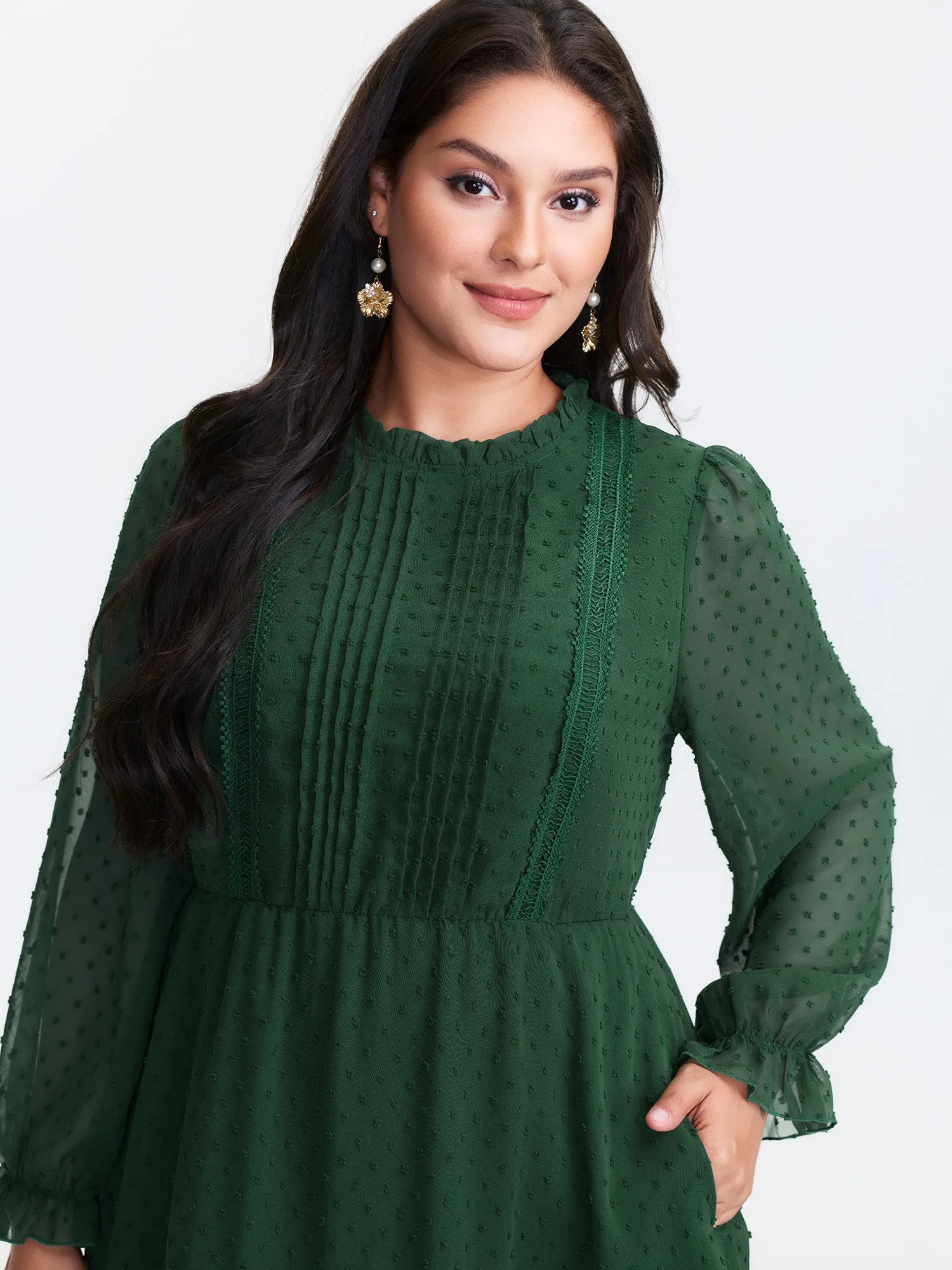 Textured Tiered Ruffled Neckline Midi Dress sold by Bloomchic product image thumbnail 2