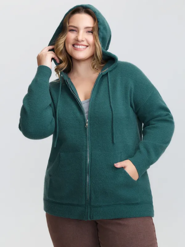 Supersoft Zipper Pockets Hooded Knit Cardigan sold by Bloomchic