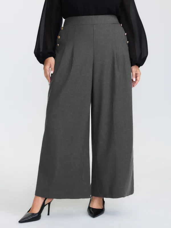 Pleated Elastic Waistband Wide-Leg Pants sold by Bloomchic