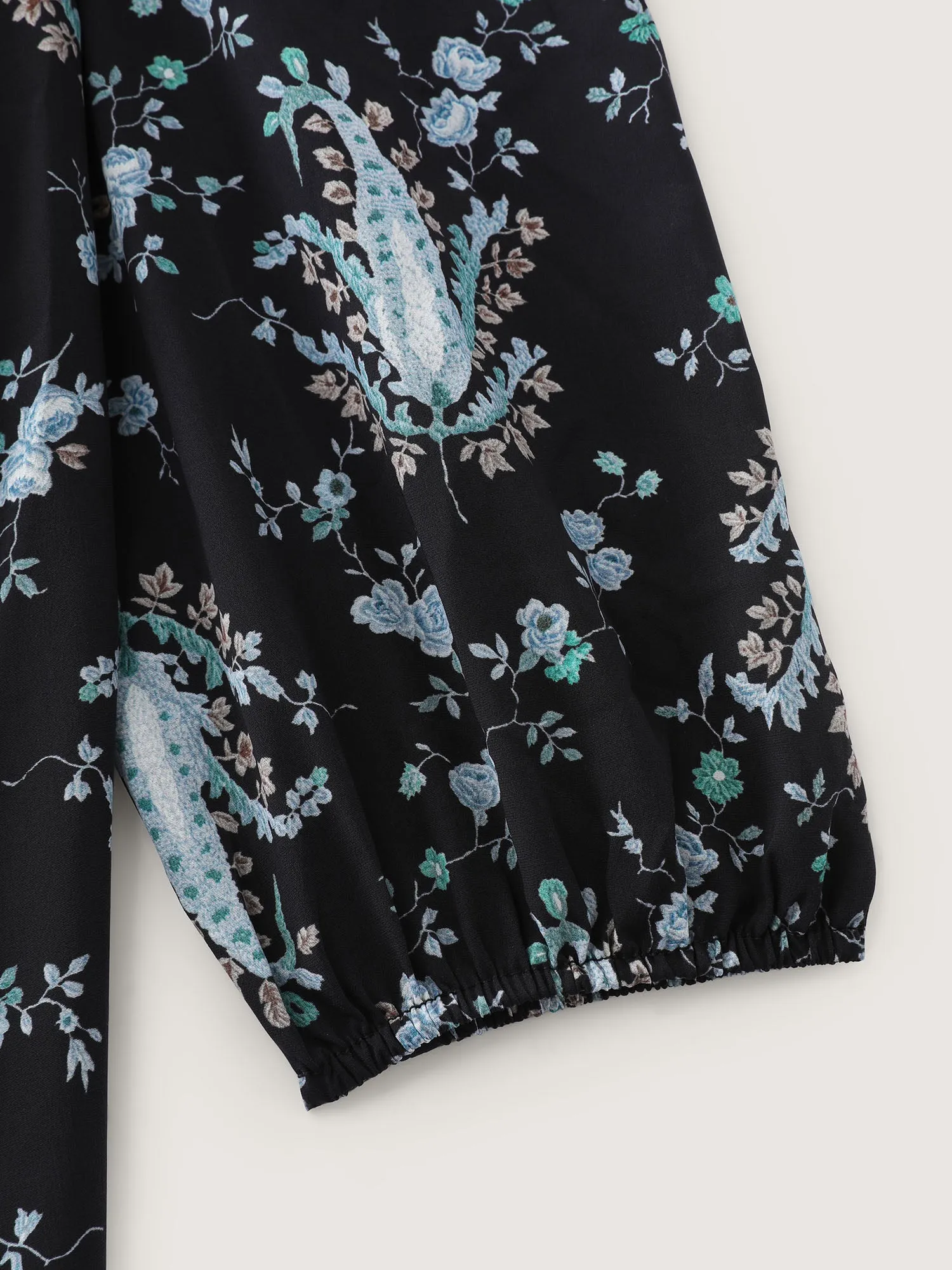 Paisley Print Stretchy Waist-Defining Midi Dress sold by Bloomchic product image thumbnail 5