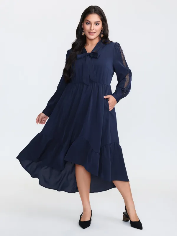Bowknot Neckline Flowy Tiered Midi Dress sold by Bloomchic
