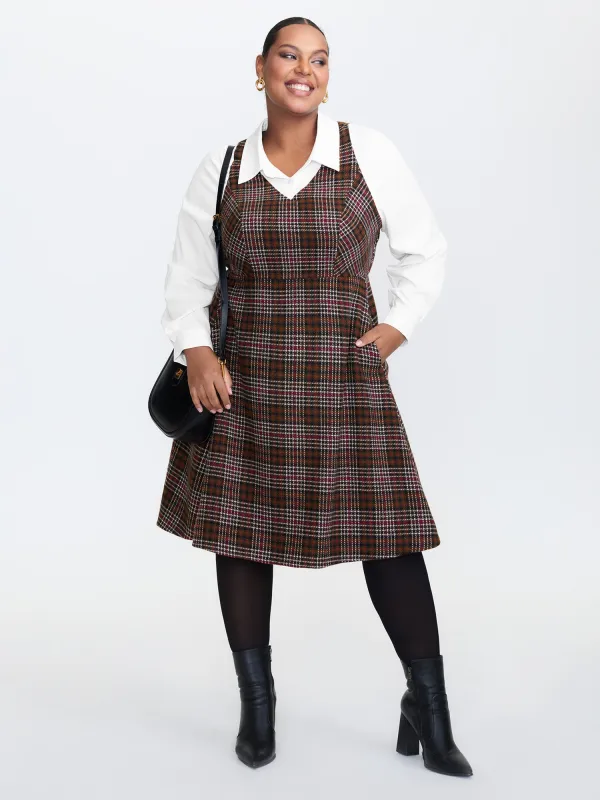 2 In 1 Plaid Pockets Midi Dress sold by Bloomchic
