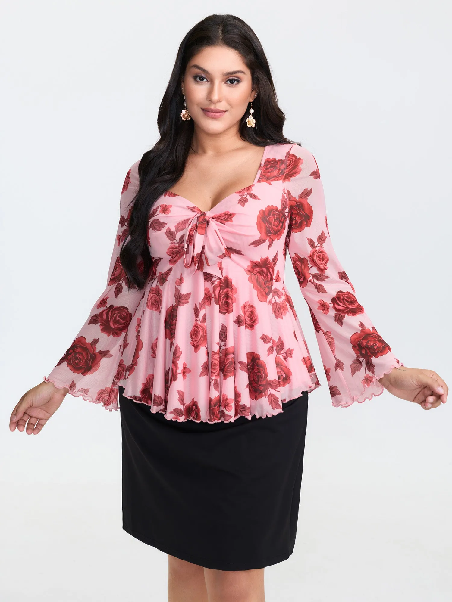 Rosy Romance Sweetheart Neckline Stretchy Blouse sold by Bloomchic